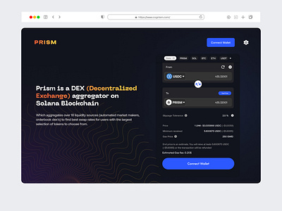 Redesign Prism Swap Page branding crypto design finance hero section swap swap page ui visual design wealth4us web3