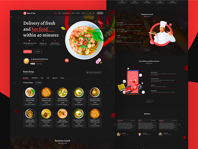 Restaurant Website landing page, Food Delivery Template Design desert food e commerce fast food food food delivery food website home page landing page modern website pizza box restaurant restaurant landing page ui design ux design web design web template webdesign