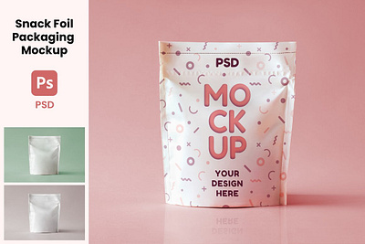 Snack Foil Packaging Mockup app branding design graphic design illustration logo typography ui ux vector