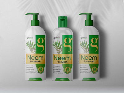 Neem Face Wash Design acne face wash aloe vera face wash branding cosmetic label cosmetic packaging face wash face wash bottle design face wash label label design neem neem face wash purifying neem face wash skin whitening skin whitening face wash