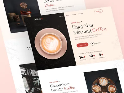 Coffee Shop - Landing Page Design cafe cafeteria cappucino coffee shop creative design figma homepage illustration landing page local business local coffee shop modern online business trendy typography ui ux design visual design web design web template website design