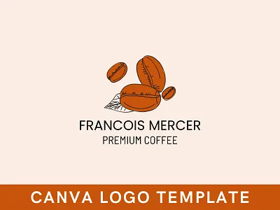 Premade Modern Coffee Bean Canva Logo Template bean brand identity branding cafe logo canva coffee logo design logo logo design restaurant logo seed logo template