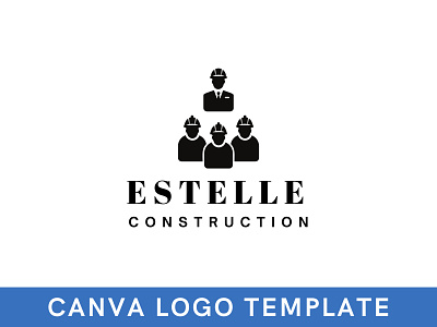 Construction Engineer Team Canva Logo Template brand identity branding canva construction logo design engineer logo logo logo design plumber logo real estate logo template worker logo