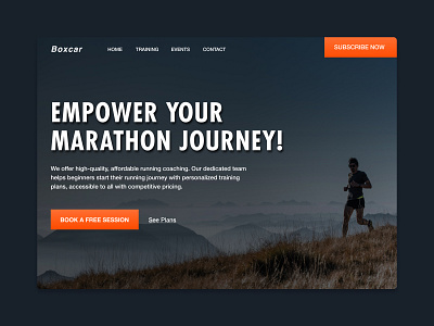 Boxcar: Unleashing Your Running Potential design fitness landingpage marathon running ui ux