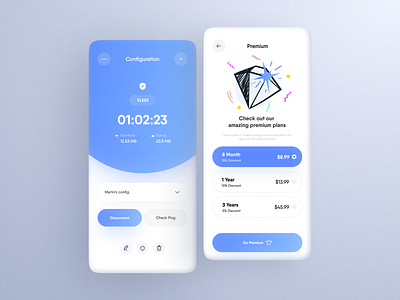 VPN V2RAYNG | Re-design clean design design app light mobile vpn modern network protection proxy secure security server speed ui ux vpn app vpn ui