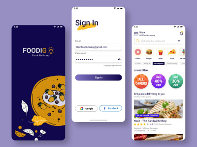 Food App Design app branding design graphic design ui