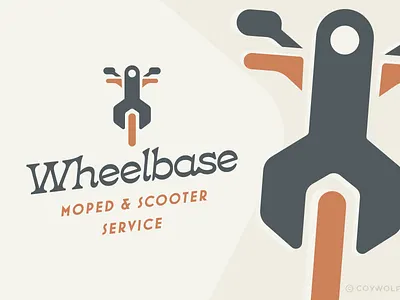 Wheelbase Scooter Service Logo automotive bike branding brandmark icon illustration logo logo design moped motorcycle repair retro scooter service typography vintage wrench