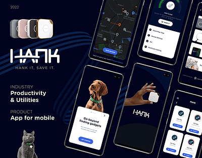 HANK (Case Study) android app bluetooth branding design figma illustration ios app iot logo mobile app motion graphics pets product design productivity shop ui ui design utilities vector vet