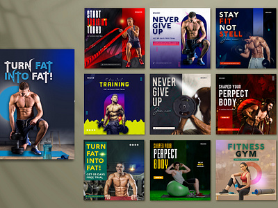 Gym social media post design branding design fitness club graphic design gym club gym social media instagram banner instagram promotion social media design yoga