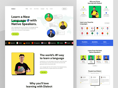 Language Learning Website Design design educational home page design landing page language learnig product design uihut uiux design web design webflow website design