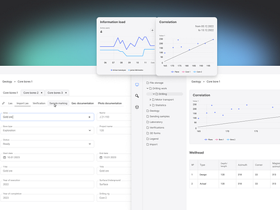 Geology. Coring wells data geology interface ui uxui