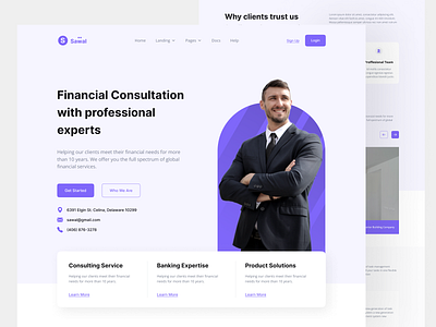 Sawal - Financial Consulting Page advisor agency website business colorful consultancy consultant consultation consulting corporate design finance financial advisor financial services gradient landing page ui ux web design webdesign