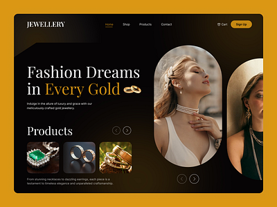 Jewellery Website animation collection design fashion flat gold interface jewellery luxury minimal model product service shop typography ui ux web web design website