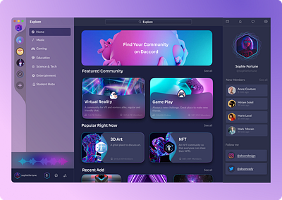 Daccord App inspired from Discord daccordapp discord interactiondesign interfacedesign ui uidesign