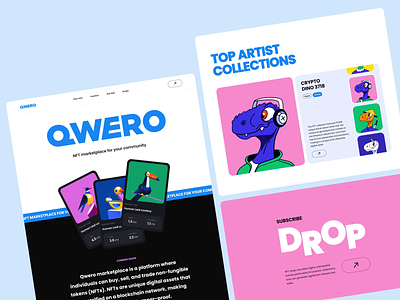 Qwero - Landing page design for the NFT marketplace animation blockchain clean colors illustration landing page landing page design nft promo landing page promo website scroll interaction web design website design
