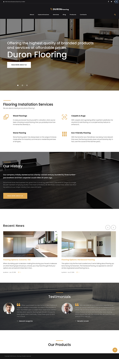 Flooring Company design graphic design ui ux website wordpress