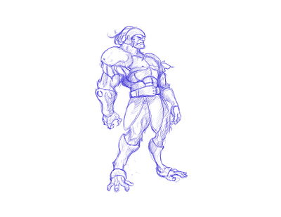 Character Design of an Ape-Like Warrior adobe photoshop character design digital art drawing illustration sketch