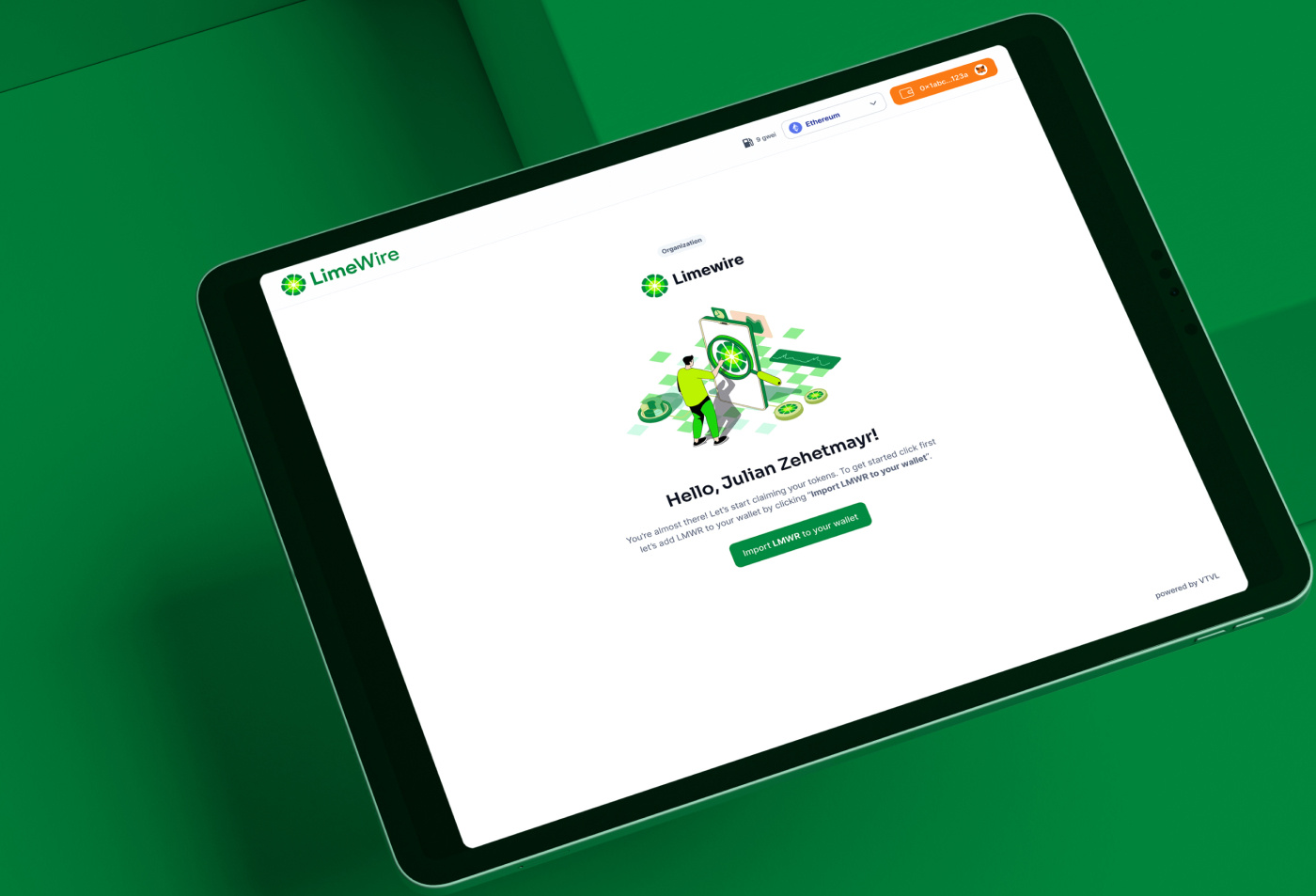 Limewire (LMWR) utility token 🍋‍🟩 dashboard limewire ui ux vesting web3