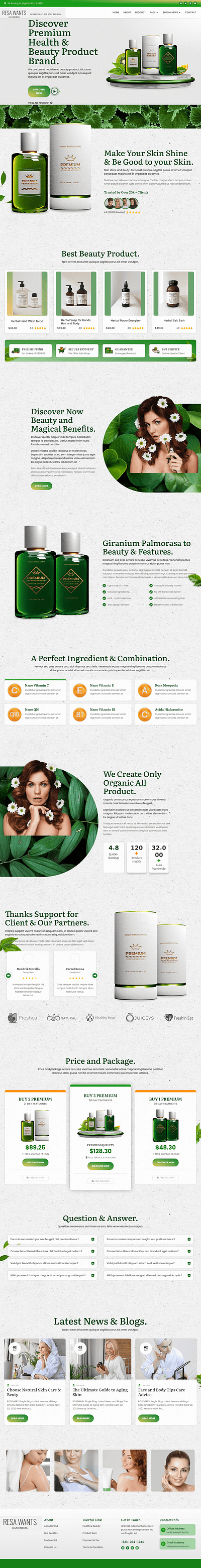 Skin Care Online Store design graphic design ui ux website wordpress