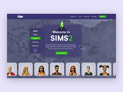 Sims 2 Landing Page design game game interface games interface design sims sims2 ui ui design uidesign ux website website design