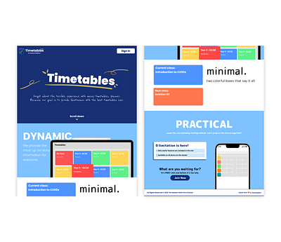 Timetables - all the timetables of the school in one place design landing landing page product ui ux web design