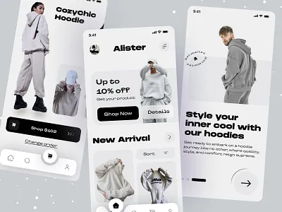 Fashion Store App UI app business buy cloth clothing design discount dress e commerce fashion hoodie ios app minimal mobile ofspace online shop payment sale shopping winter cloth