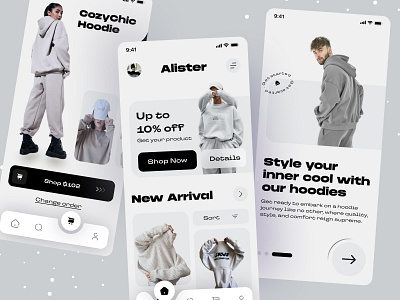 Fashion Store App UI app business buy cloth clothing design discount dress e commerce fashion hoodie ios app minimal mobile ofspace online shop payment sale shopping winter cloth