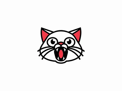 Meowing Cat Logo animal branding cat clean design emblem geometric icon illustration kitty lines logo mark meow modern pet roaring simple vector vet