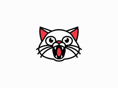 Meowing Cat Logo animal branding cat clean design emblem geometric icon illustration kitty lines logo mark meow modern pet roaring simple vector vet