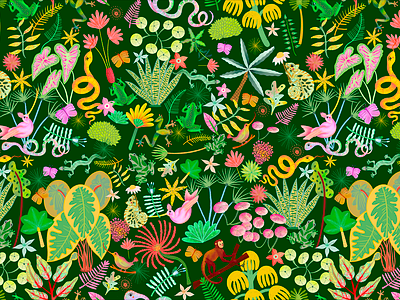 tropical jungle design estampa estampado fashion fauna flora graphic design illustration jungle layout painting pattern print surface textil textil design tropical