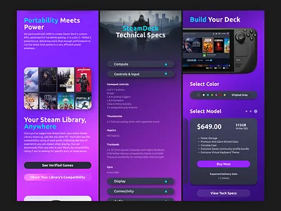 Steam Deck - Mock Concept branding concept design figma gaming grid handheld landing page layout mobile steam steam deck store ui ux video games
