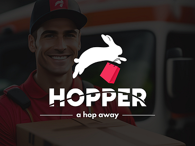 Hopper Deliveries - Logo Design brand branding bunny business company concept delivery design drawing graphic graphic design illustration illustrator logo logo design rabbit red typography vector white