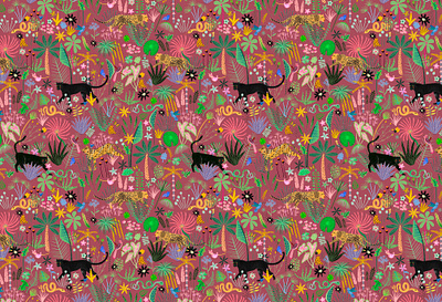 tropical jungle leopard animal print design draw fashion graphic design illustration jungle layout leopard painting panter pattern print surface tropical tropical pattern