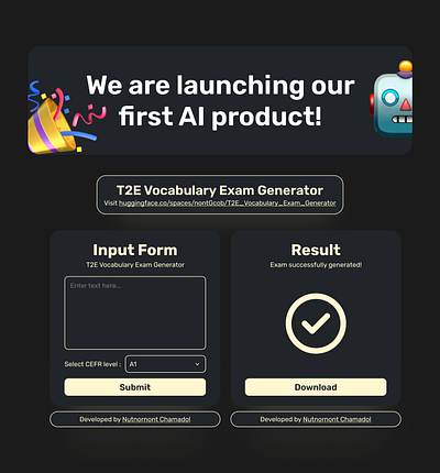 Our first AI is out! Introducing T2E Vocabulary Exam Generator ai artificial intelligence machine learning ml natural language processing nlp product project ui ux