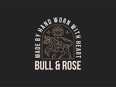 Bull & Rose Logo badge design branding bull graphic design illustration line line design lineart logo monoline monoline logo rose star sticker sticker design