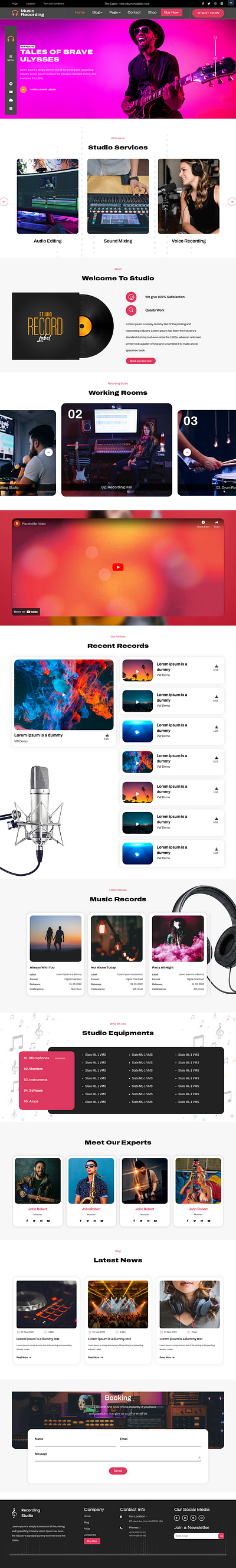 Music Studio Website design graphic design ui ux website wordpress