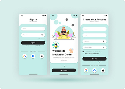 Meditation fitness graphic design health meditation places uiux work yoga