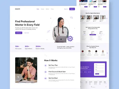 Education Website landing page about us clean design e learning website e website education education site footer hero join landing page leanning minimal newslatters online testimonial ui ux webiste