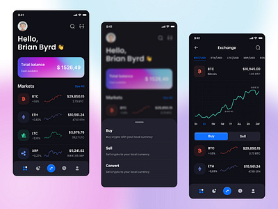 Crypto Wallet Mobile App blockchain crypto crypto app crypto trading cryptocurrency ethereum exchange finance financial app mobile mobile design mobile ui trading ui ux