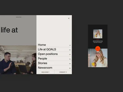 Life at Goals carousel design desktop gameplay gaming interactive menu mobile people photograph studio ui ui design ux design video game website