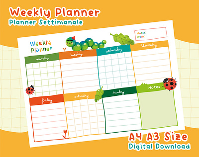 Cozy Worm Weekly Planner animals character design cozy illustration cozy planner cute character cute illustration cute planner digital product graphic design illustration kidlit planner planner design printable product design weekly planner