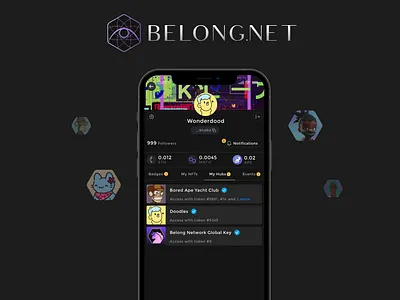 Belong.net - token gating for communities and events appdevelopment application branding crypto nft opensea ui ux