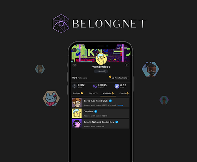 Belong.net - token gating for communities and events appdevelopment application branding crypto nft opensea ui ux