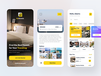"KeHotels" Hotel booking Mobile app booking clean figma freelancer hotels indonesian rent travel ui wireframe