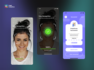 Mee Bank - Mobile App UI Design app banking app banking app design face id face id design face recognition internet banking app mobile payment payment app ui ui design ui ux