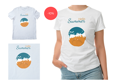 Print for a T-shirt with sea and sand. Hello summer graphic design hello summer illustration image nature picture print printshop sea and sand summer t shirt t shirt print