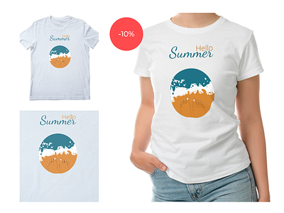 Print for a T-shirt with sea and sand. Hello summer graphic design hello summer illustration image nature picture print printshop sea and sand summer t shirt t shirt print