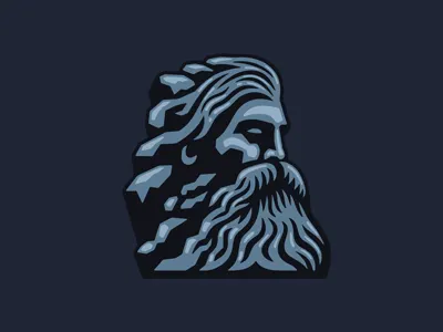 Ice Rock Head Logo beard block cobblestone elder emblem face glacier god granite head ice logo man mountain prometheus rock sage stone talisman