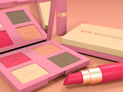 Make Up 3d 3d design 3d designer beauty branding eye eye shadow face graphic design illustration lips lipstick make up pink products red skin ux