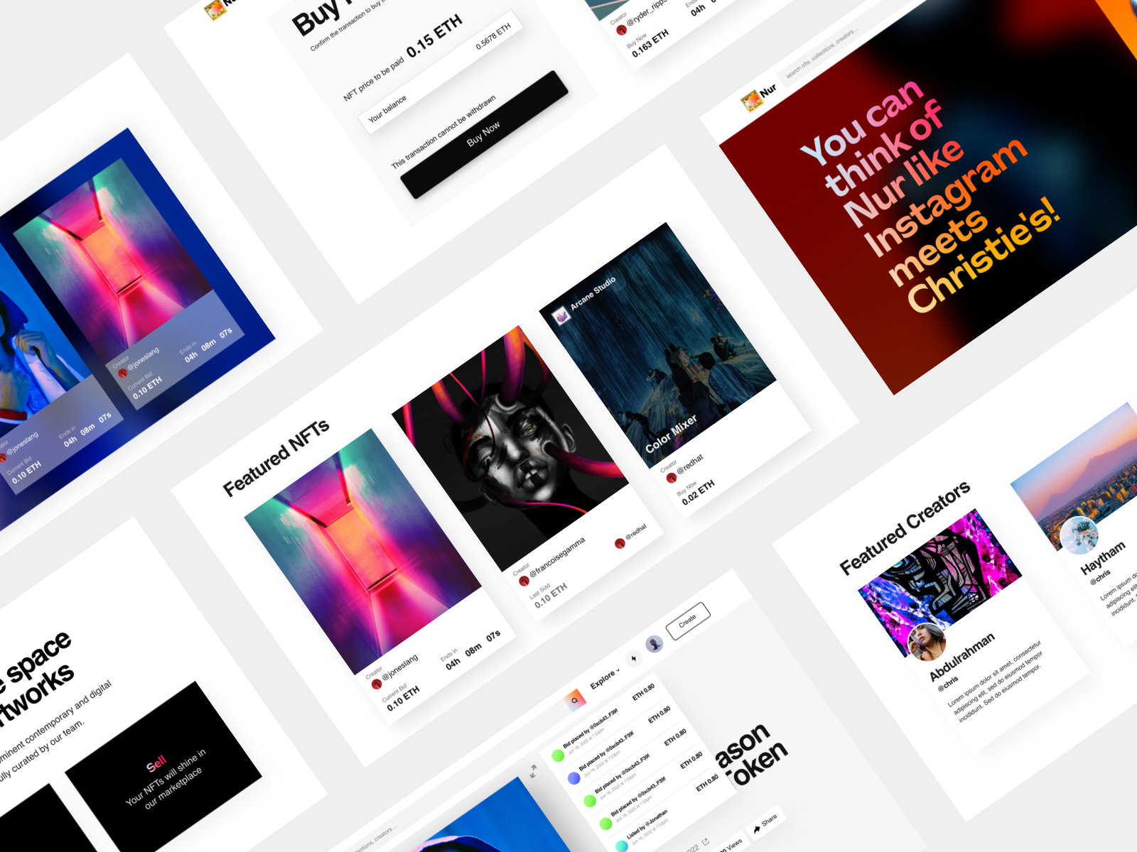 A Unique NFT Marketplace collectors creators minimal minimal ui nft nft marketplace ui ux